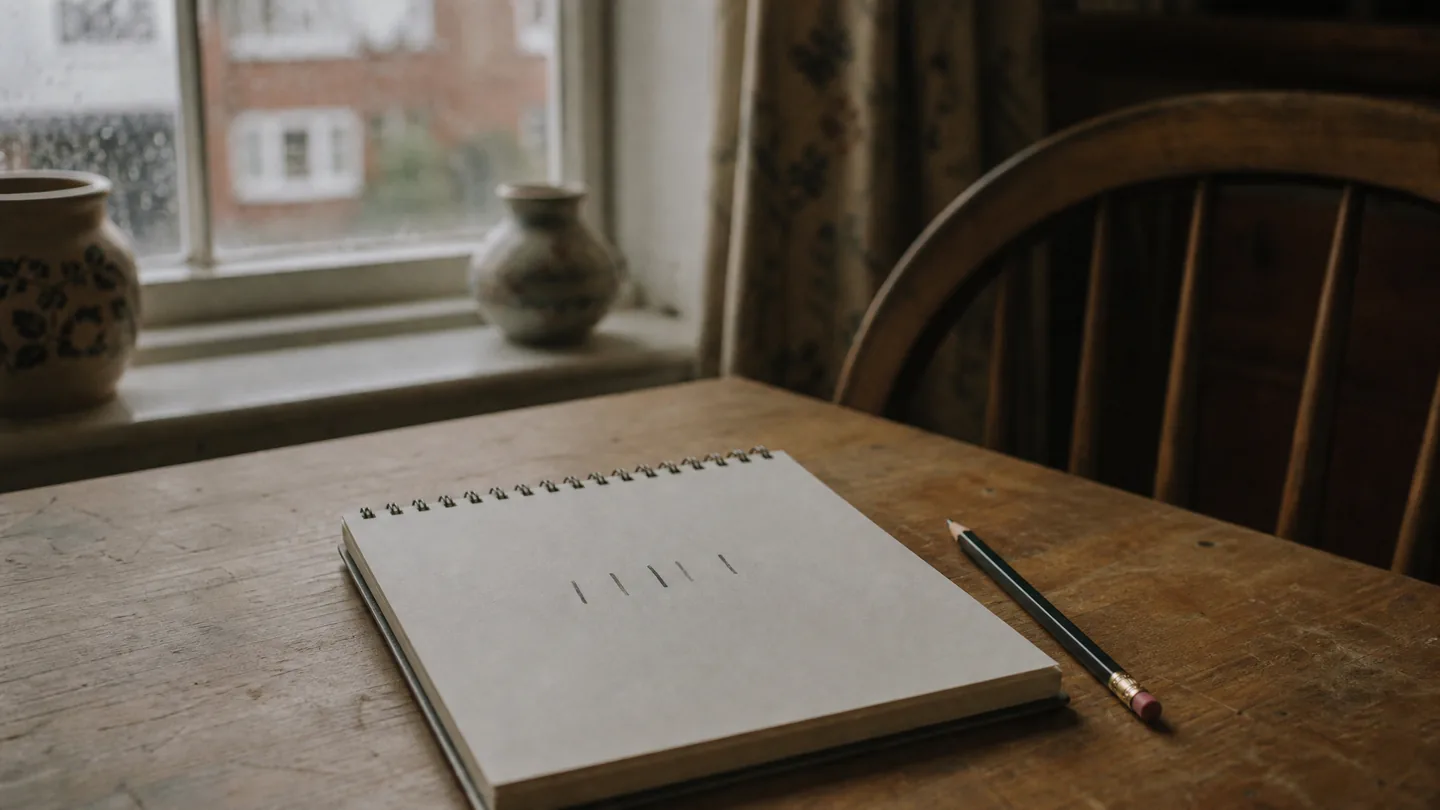 four pencil marks on a notepad
