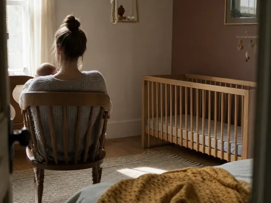 nursery with an empty cot, afternoon light