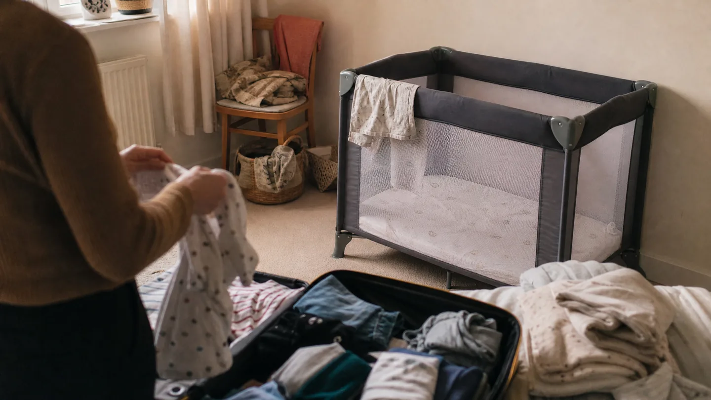 spare bedroom, travel cot in the corner