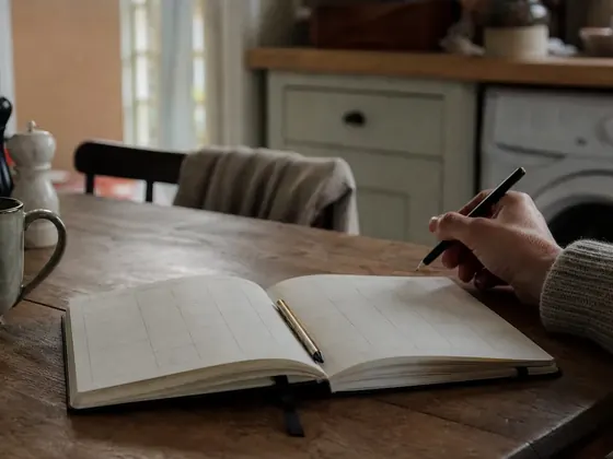 open notebook, calendar page, morning